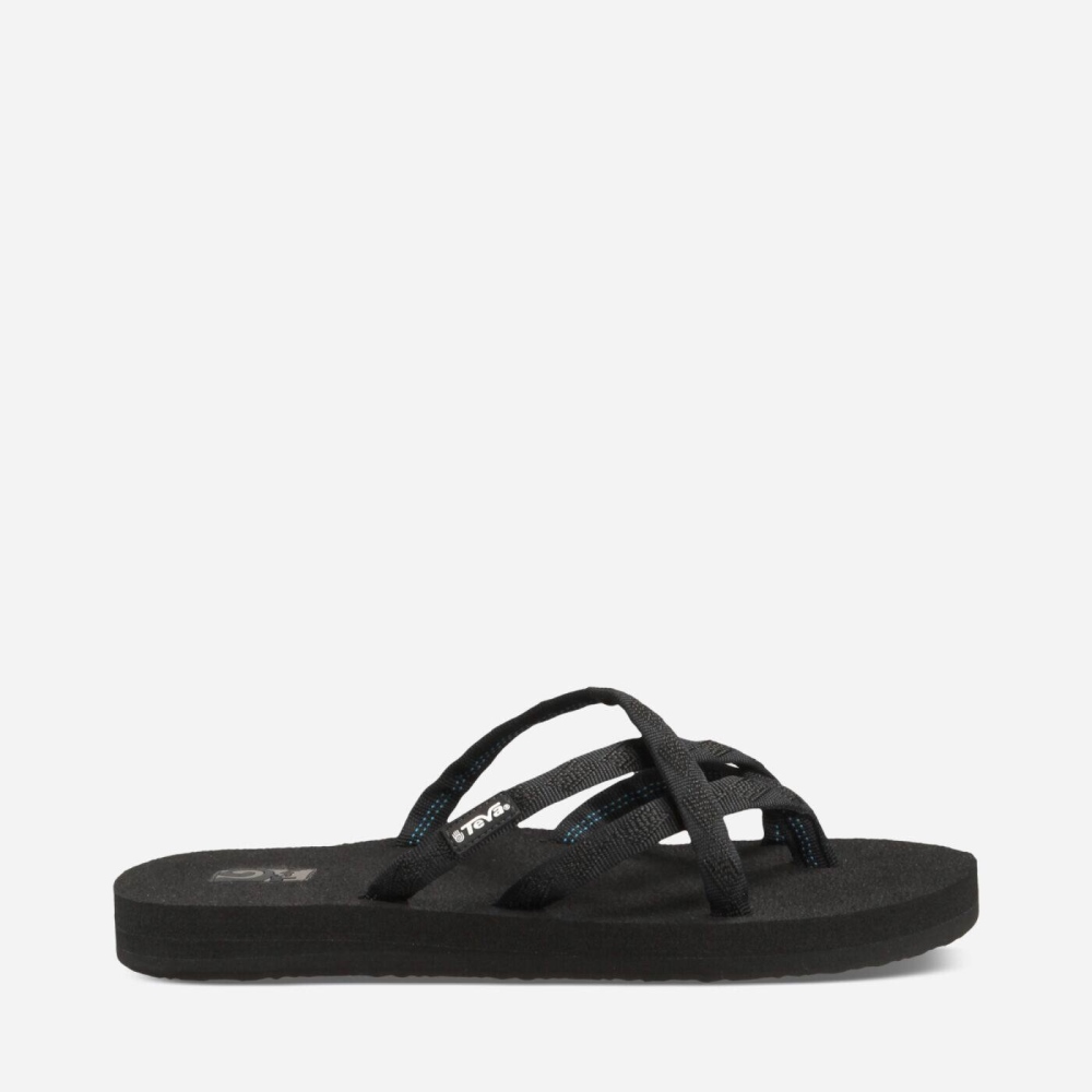 Teva Olowahu - Women's Teva Flip Flops - Black | India (DZBP57124)